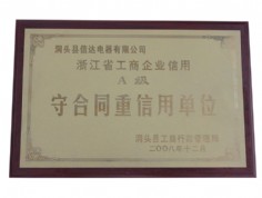 浙江省工商企業(yè)信用A級(jí)守合同重信用單位